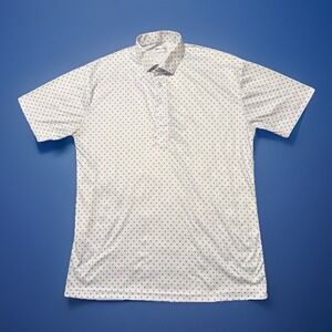 Collars and Co Men's Dress Collar Stretch Polo Sz L White Geometric 5 Diamond
